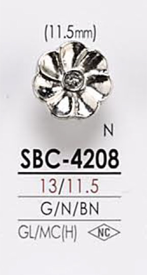 SBC4208 Botão De Metal Com Motivo De Flor IRIS