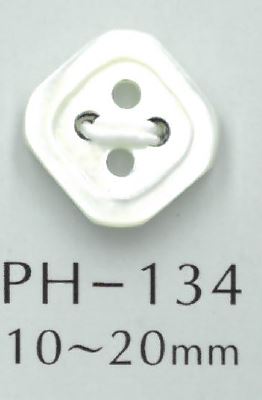 PH134 Botão Shell Em Forma De Diamante Com Borda De 4 Furos Sakamoto Saji Shoten