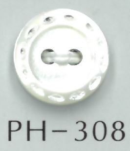 PH308 Botão De Concha Gravado Estilo Ponto De 2 Furos