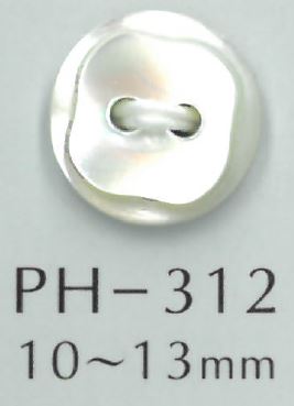 PH312 Botão De Concha Com Corte De Diamante De 2 Furos Sakamoto Saji Shoten