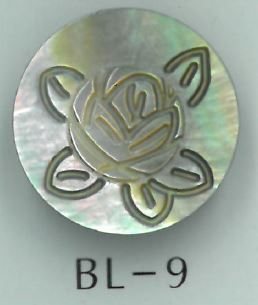 BL-9 Botão Shell Gravado Em Rosa Com Pés De Metal Sakamoto Saji Shoten
