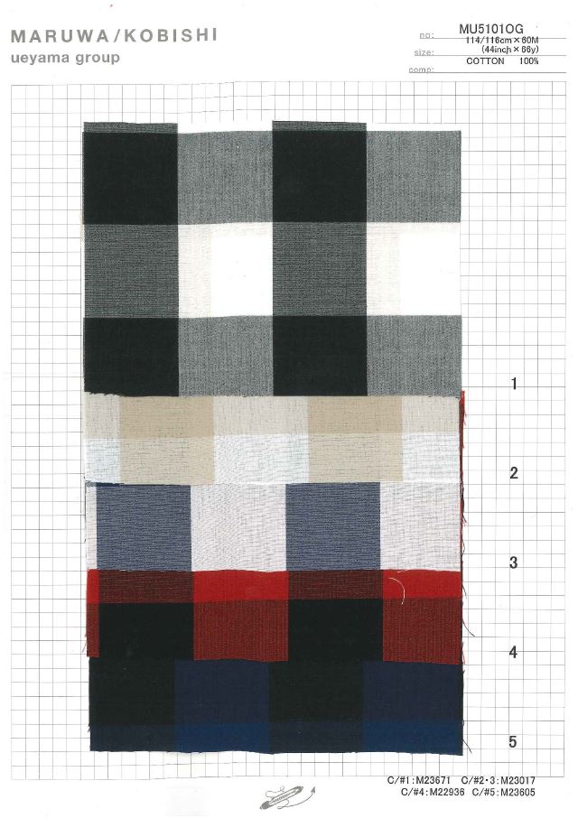 MU5101OG Verificação Do Bloco Do Pano Da Máquina De Escrever[Têxtil / Tecido] Ueyama Textile