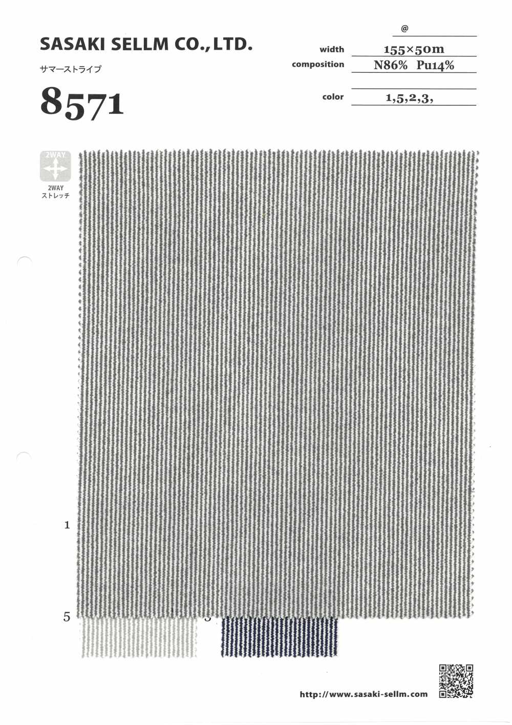 8571 Summer Stripe[Têxtil / Tecido] SASAKISELLM