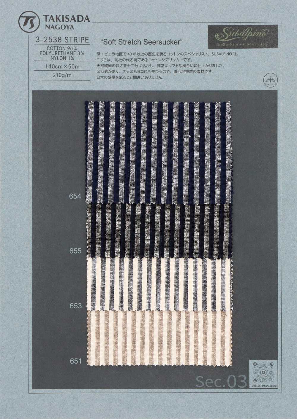 3-2538STRIPE SUBALPINO Sheer Seersucker Stripe[Têxtil / Tecido] Takisada Nagoya