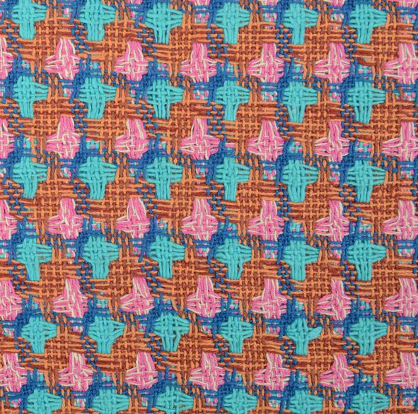 A7545 LINTON Linton Tweed Made In England Têxtil Laranja X Turquesa Azul X Rosa LINTON