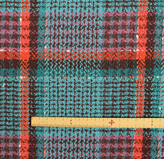 Y6513 LINTON Linton Tweed Feito Na Inglaterra Azul Turquesa X Vermelho Têxtil LINTON