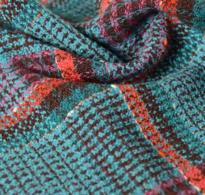 Y6513 LINTON Linton Tweed Feito Na Inglaterra Azul Turquesa X Vermelho Têxtil LINTON subfoto
