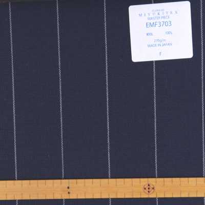 EMF3703 Coleção Masterpiece Savile Row Yarn Count Series Listrado Largo Azul Marinho[Têxtil] Miyuki Keori (Miyuki) subfoto