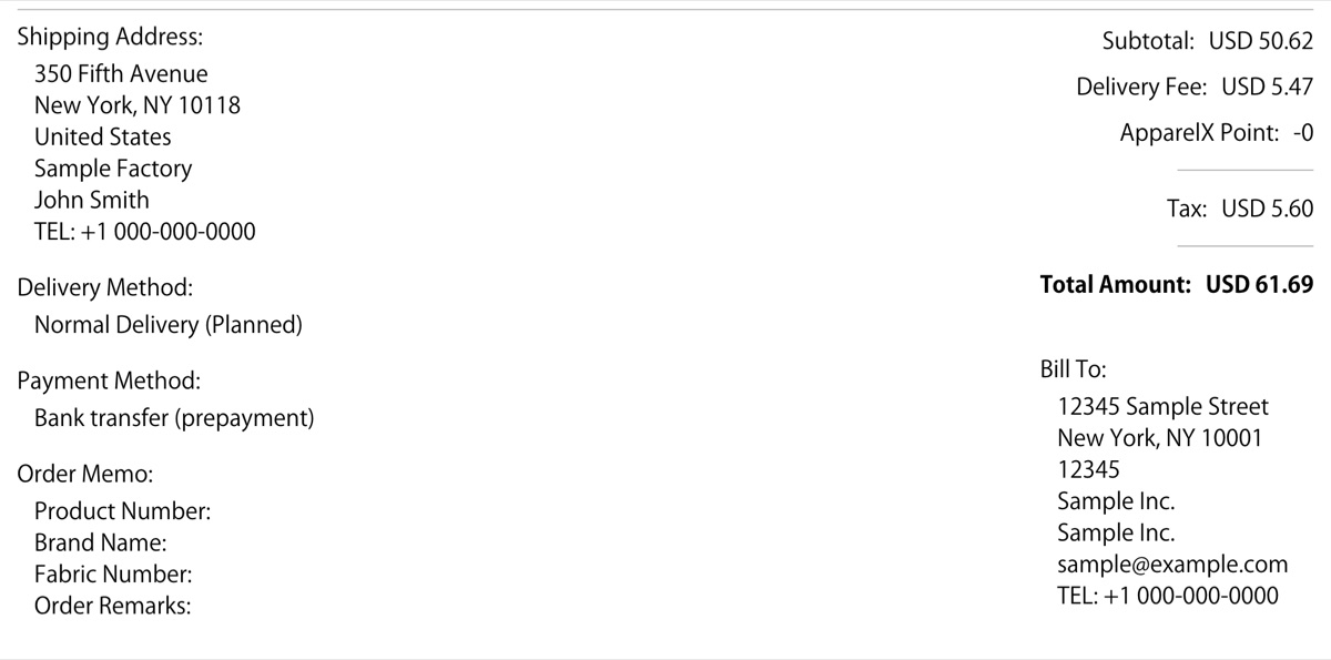 A parte inferior da página Detalhes da encomenda / Recibo com os totais e Faturar a