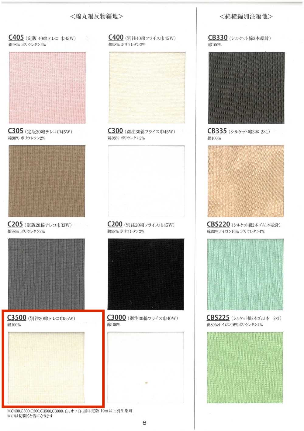 C3500 Costela Malha 30 Algodão Tereko Largura 55W[Malha Canelada]