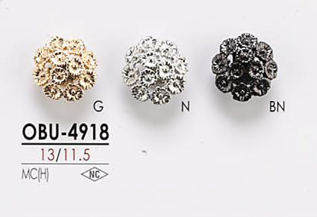OBU4918 Botão De Metal Com Motivo De Flor IRIS