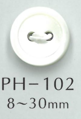 PH102 Botão De Concha Com Borda De Dois Furos Sakamoto Saji Shoten