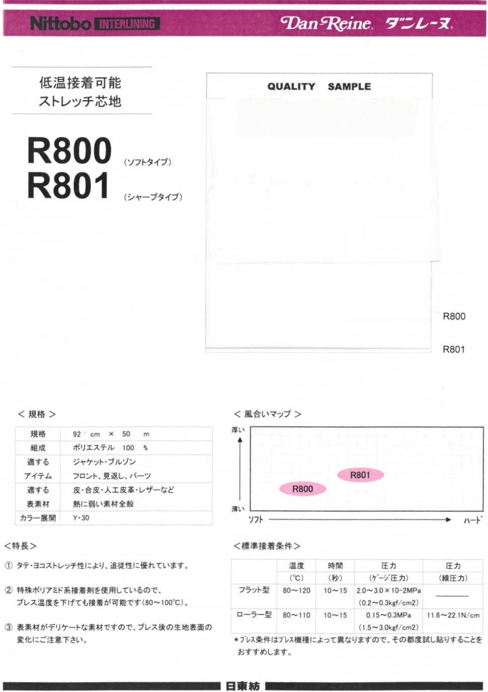 R800 Danlaine Adesivo De Baixa Temperatura Stretch Interlining Soft Type 20D[Entrelinha] Nittobo