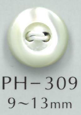 PH309 Botão De Protuberância De 2 Furos Com Borda Sakamoto Saji Shoten