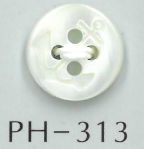 PH313 4- Botão De Concha Gravado Com âncora Sakamoto Saji Shoten
