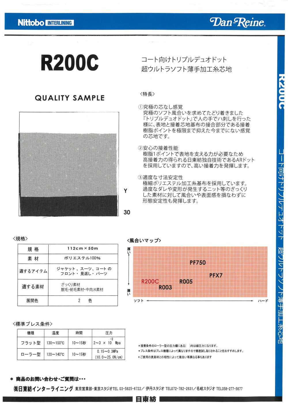 R200C Triple For Court Duo Dot Ultra-ultra Soft Thin Thread Interlining[Entrelinha] Nittobo