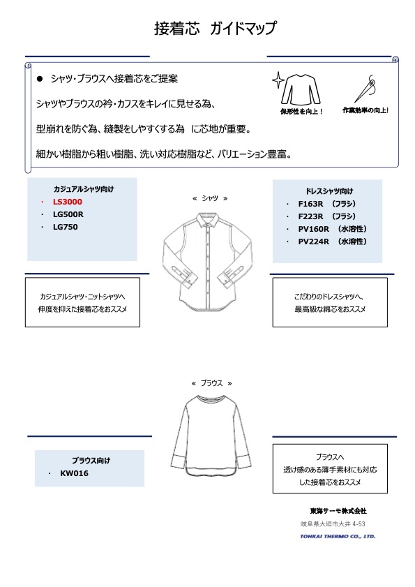 LS3000 Thermofix ® [New Normal] Interlining Para Camisa De Abertura[Entrelinha] Tohkai Thermo