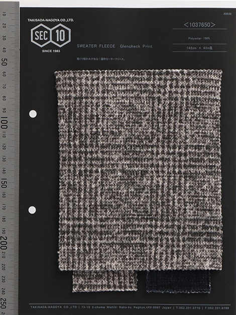 1037650 Sweater Fleece Glen Check Print[Têxtil / Tecido] Takisada Nagoya
