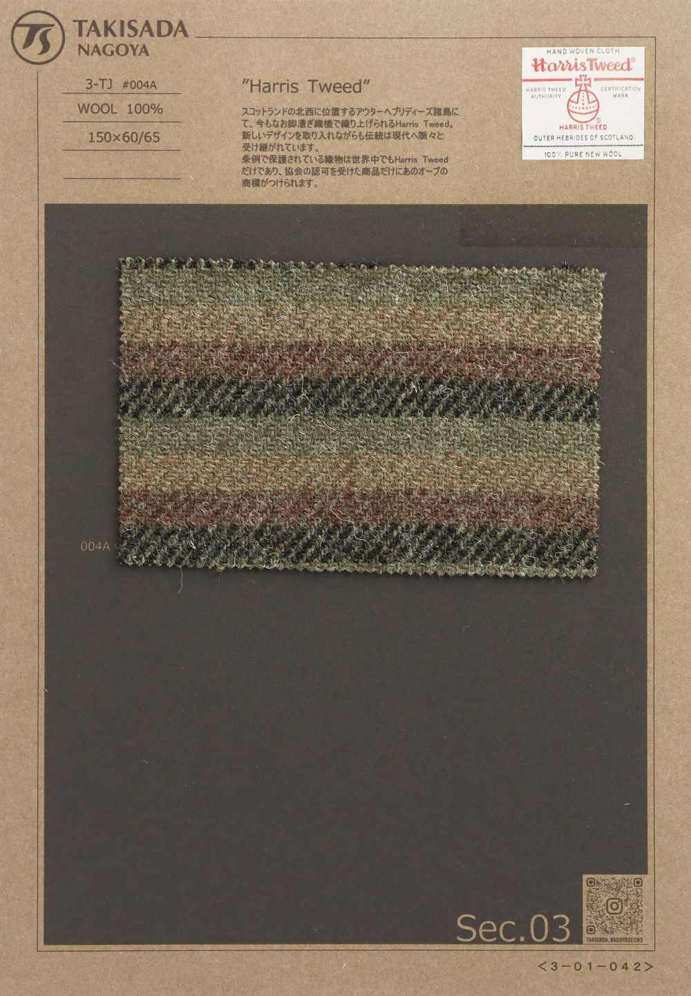 3-TJ004A HARRIS Harris Tweed Listras Horizontais Aleatórias[Têxtil / Tecido] Takisada Nagoya