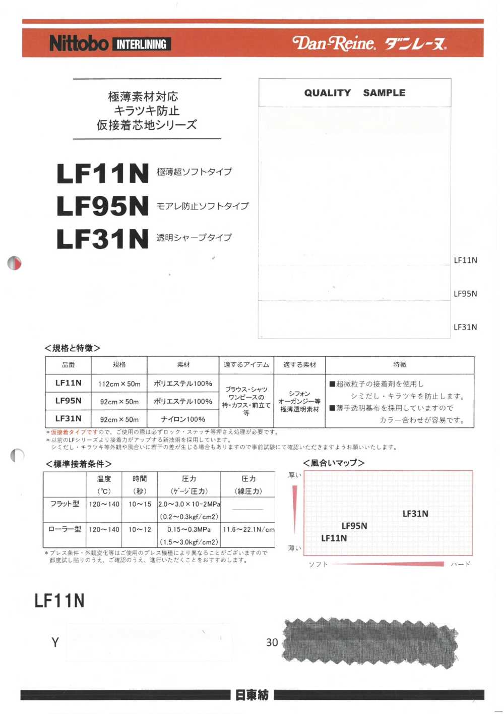 LF11N Série De Entretelas Fusíveis Temporárias Anti-reflexo Para Materiais Ultrafinos Tipo Ultrafino E Ult[Entrelinha] Nittobo