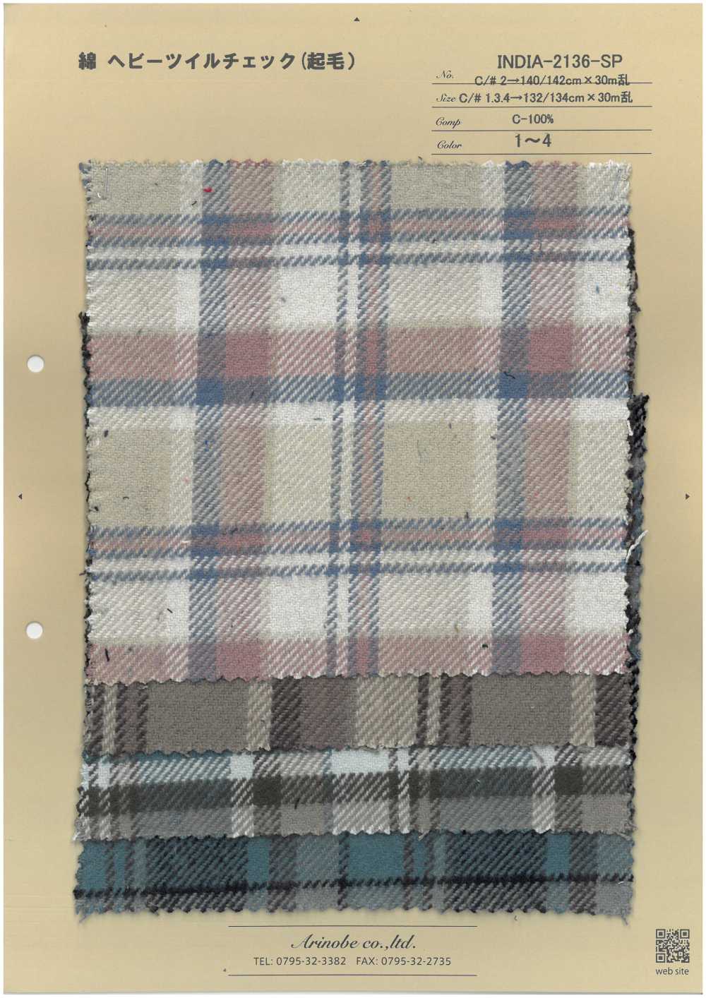 INDIA-2136-SP Xadrez De Sarja Pesada De Algodão (Felpudo)[Têxtil / Tecido] ARINOBE CO., LTD.