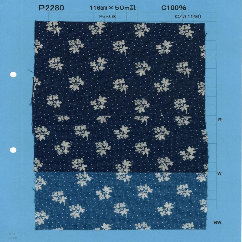 P2280-dotflower Pontos E Flores Estampados Em Cambraia[Têxtil / Tecido] Têxtil Yoshiwa