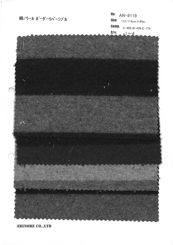 AN-9119 Listras Horizontais De Algodão/lã Reversíveis[Têxtil / Tecido] ARINOBE CO., LTD.