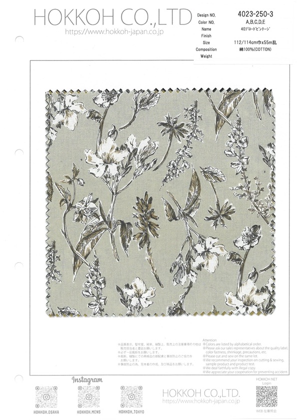 4023-250-3 40 Vintage Broadcloth[Têxtil / Tecido] HOKKOH
