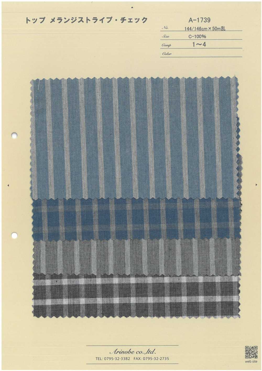 A-1739 Top Melange Stripe Check[Têxtil / Tecido] ARINOBE CO., LTD.