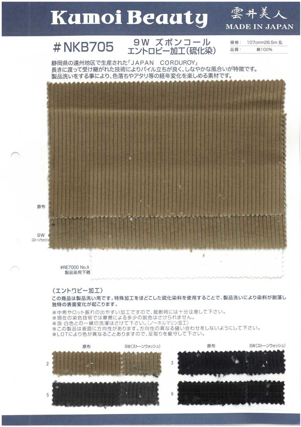 NKB705 Processamento De Entropia De Veludo Para Calças 9W (Tingimento Com Sulfeto)[Têxtil / Tecido] Kumoi Beauty (Chubu Velveteen Corduroy)
