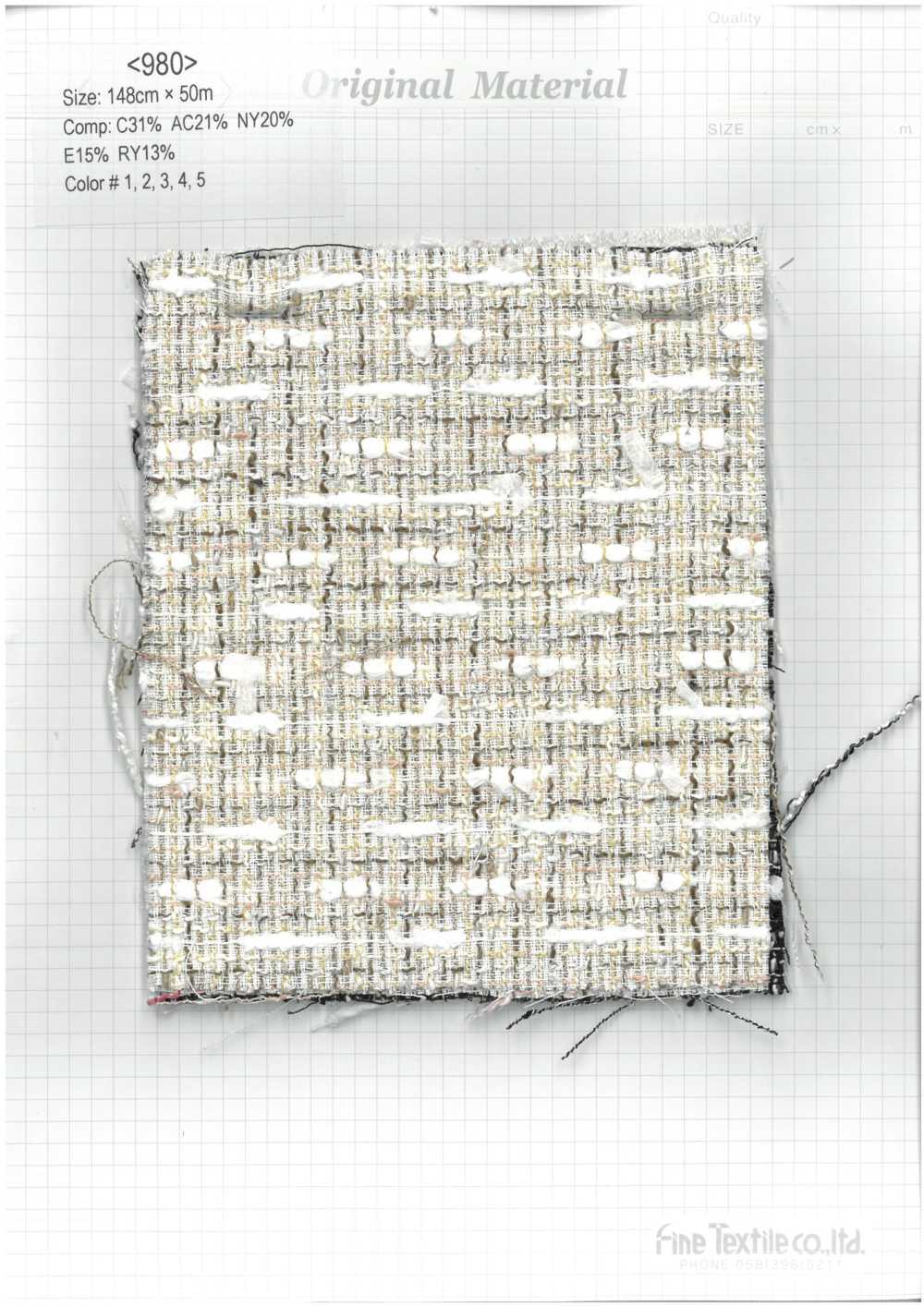 980 Tweed De Verão Com Fios Extravagantes[Têxtil / Tecido] Tecido Fino