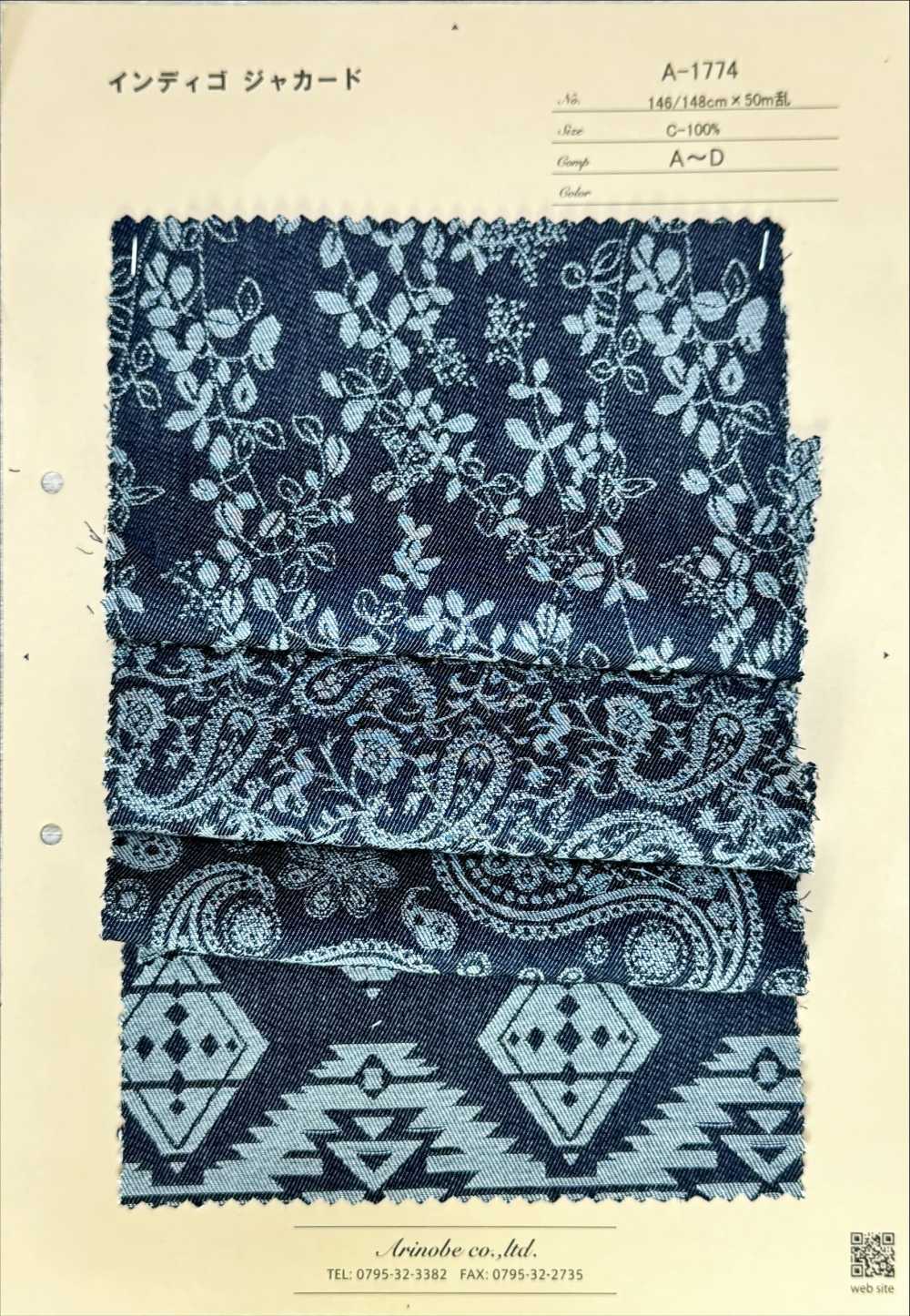 A-1774 Jacquard índigo[Têxtil / Tecido] ARINOBE CO., LTD.