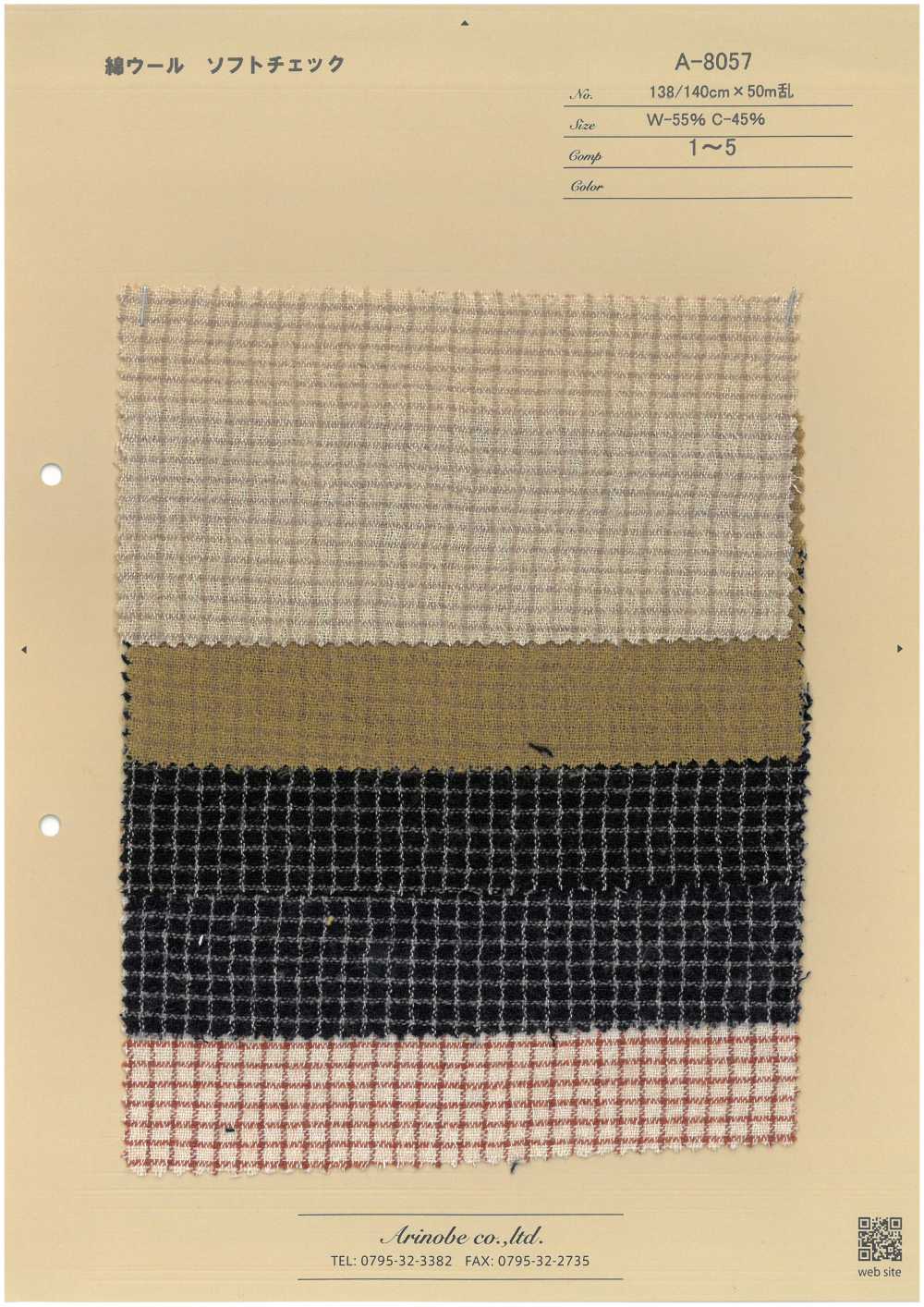 A-8057 Algodão Lã Soft Check[Têxtil / Tecido] ARINOBE