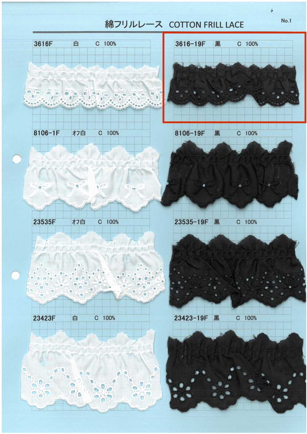 3616-19F Renda De Babados De Algodão Kyowa Lace