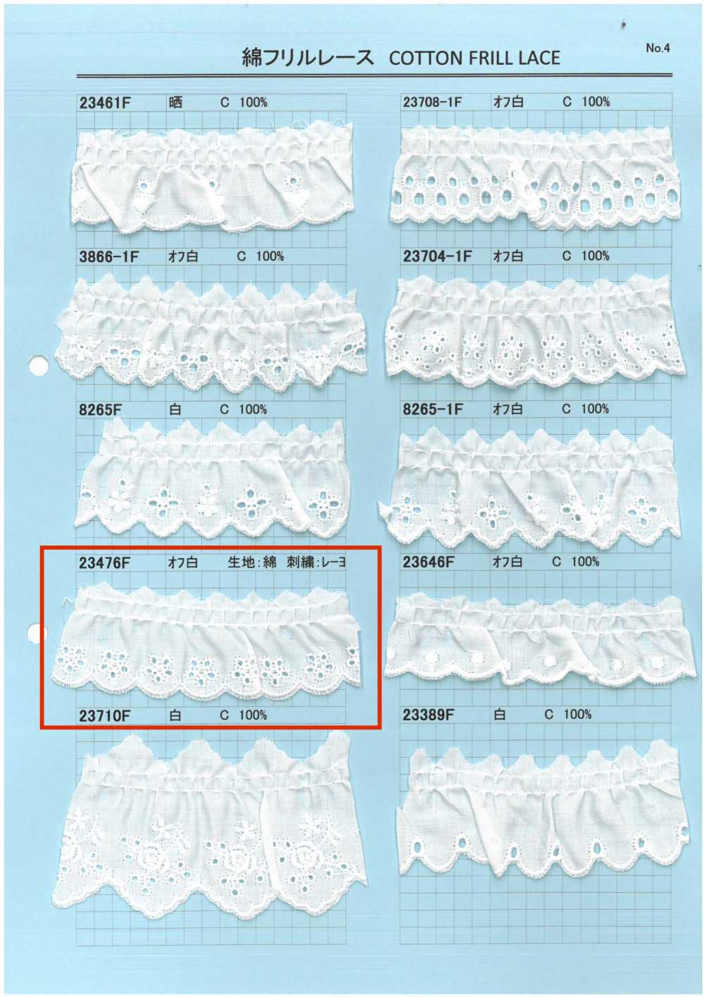 23476F Renda De Algodão Com Babados Kyowa Lace