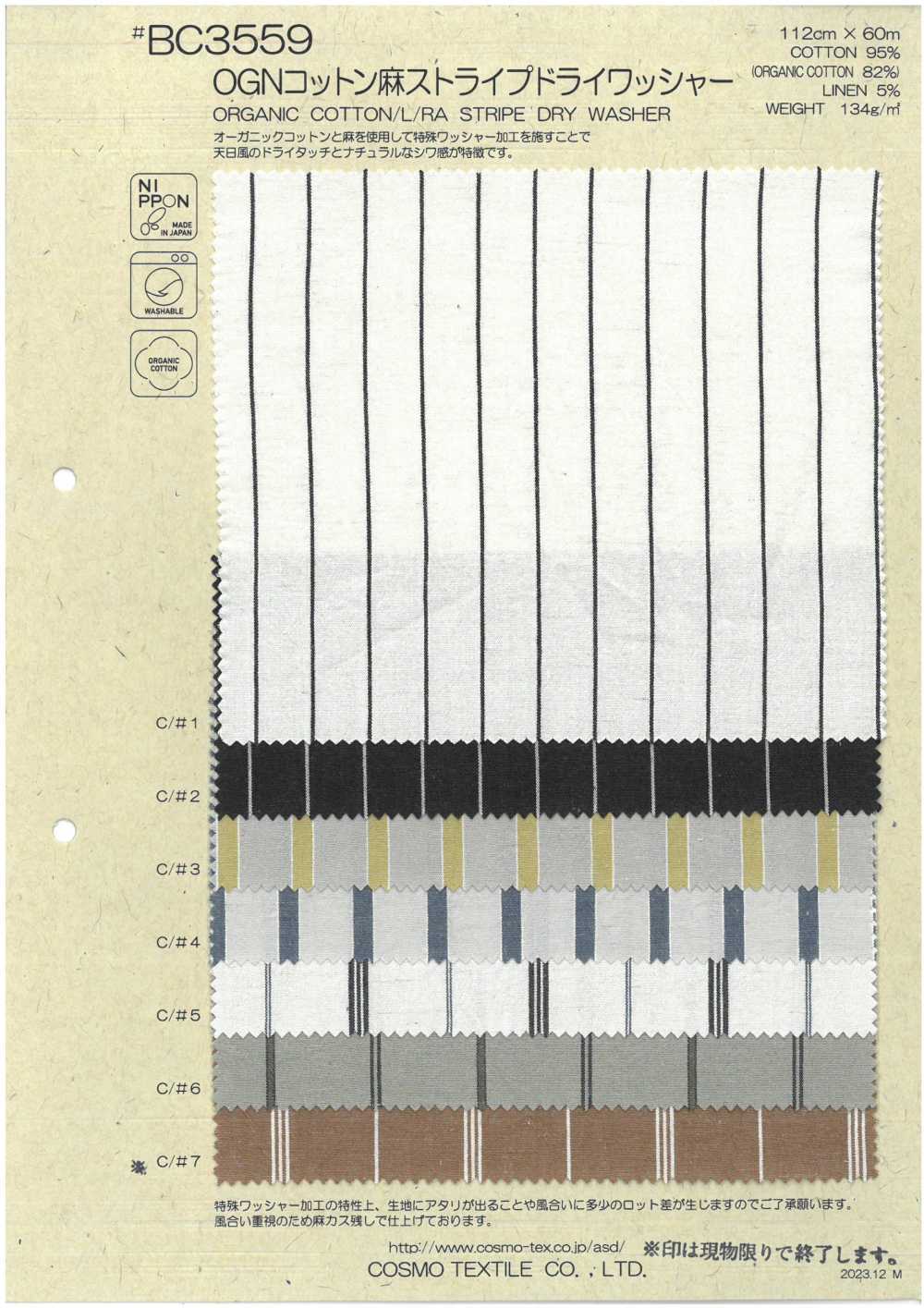 BC3559 OGN Linho Linho Listrado Lavado A Seco[Têxtil / Tecido] COSMO TEXTILE