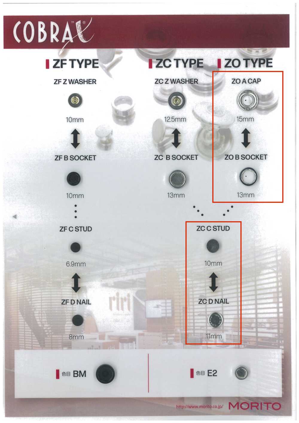 ZO-A/B/C/D COBRAX® ZO 4SET (TAMPA/SOQUETE/PRISIONEIRO/POSTE)[Prensa Prendedor/Arruela De Ilhó] Morito