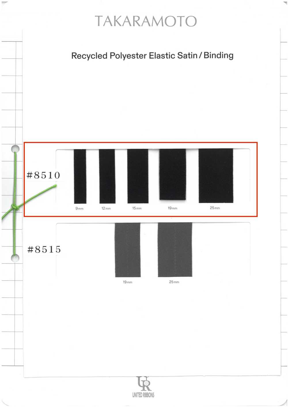 8510 Cetim Elástico De Poliéster Reciclado[Cabo De Fita] UNITED RIBBONS