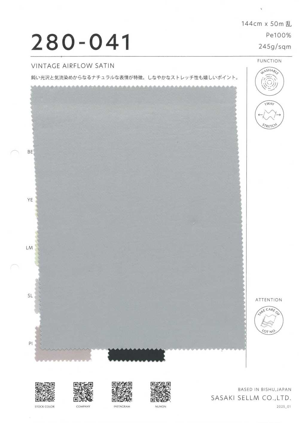 280-041 Vintage Airflow Satin[Têxtil / Tecido] SASAKISELLM
