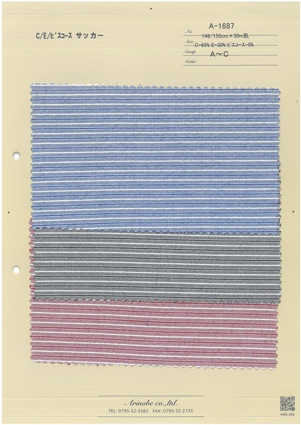A-1687 C/E/Viscose Seersucker[Têxtil / Tecido] ARINOBE