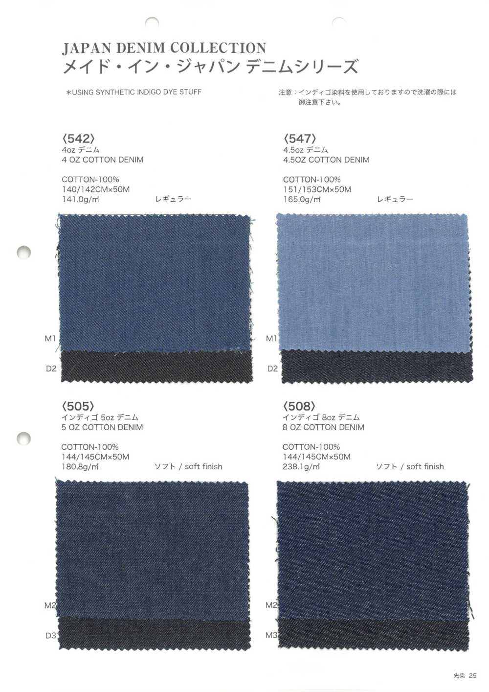 JAPAN-DENIM-SAMPLE Cartão De Amostra Da Coleção Japan Denim VANCET