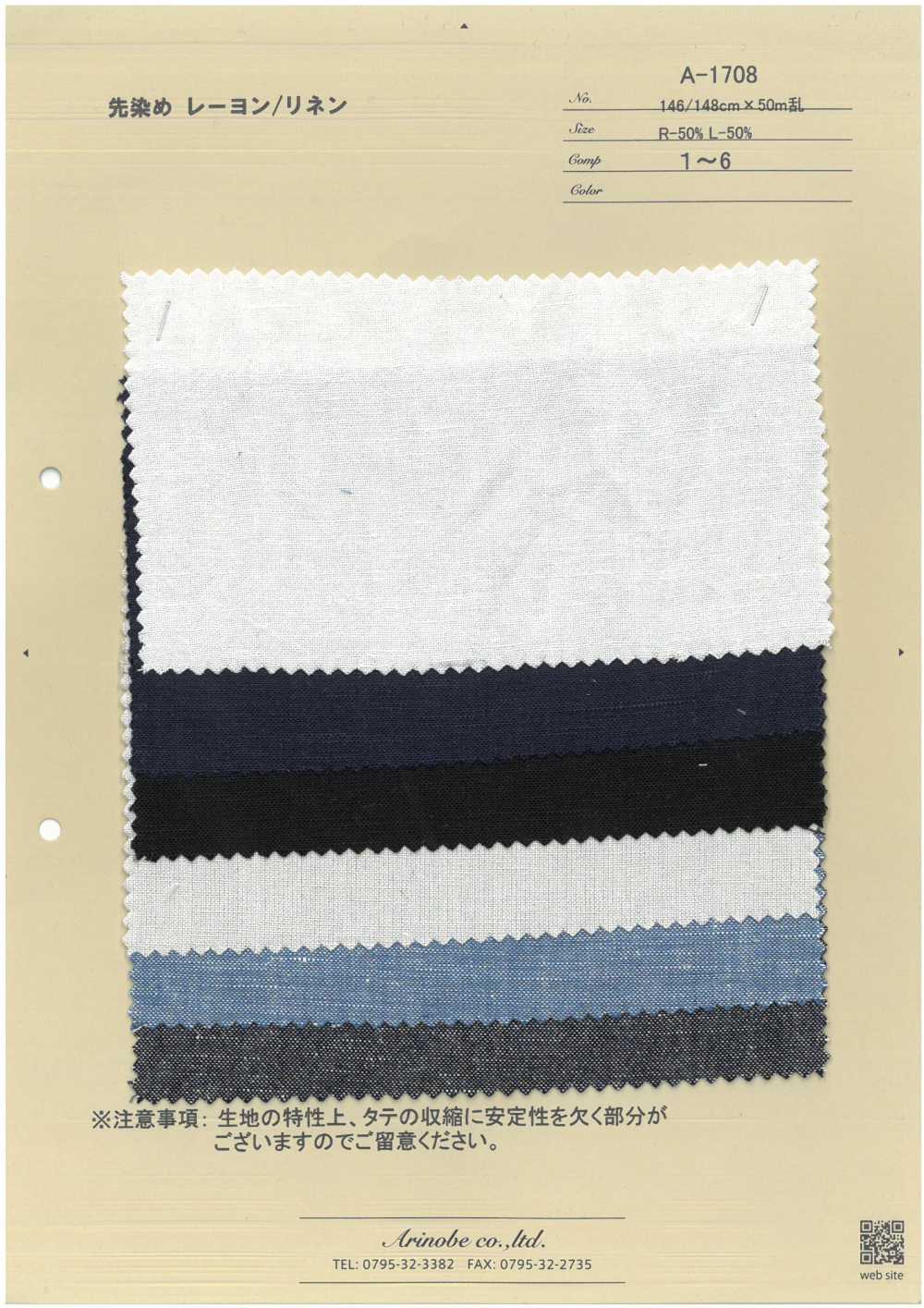 A-1708 Rayon/linho Tingido Com Fio[Têxtil / Tecido] ARINOBE