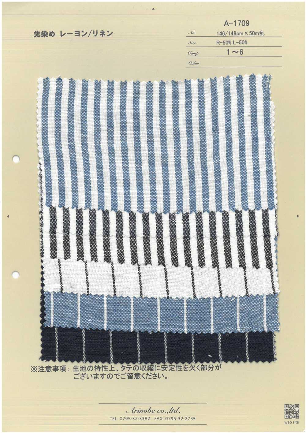 A-1709 Rayon/linho Tingido Com Fio[Têxtil / Tecido] ARINOBE