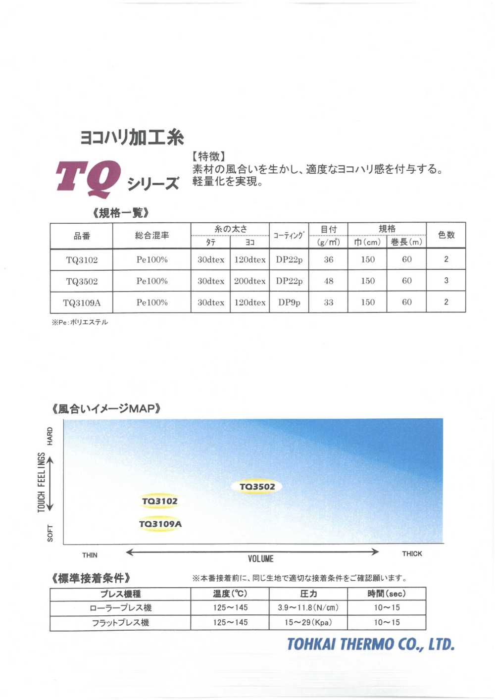 TQ-SAMPLE Cartão De Amostra De Entretela Termocolante Série TQ Tohkai Thermo Termo
