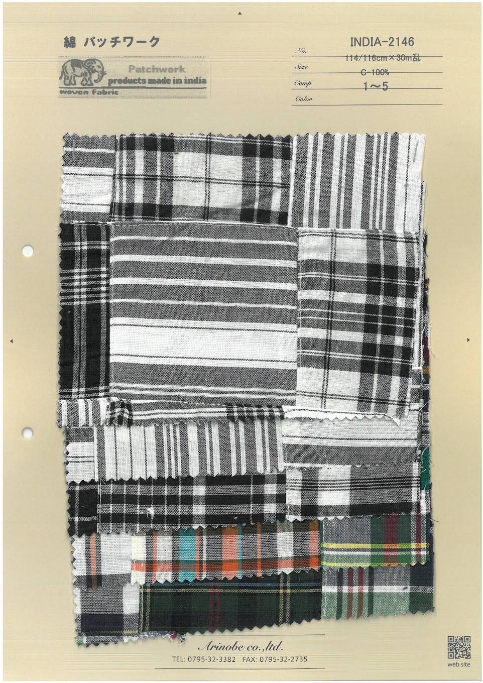 INDIA-2146 Patchwork De Algodão[Têxtil / Tecido] ARINOBE