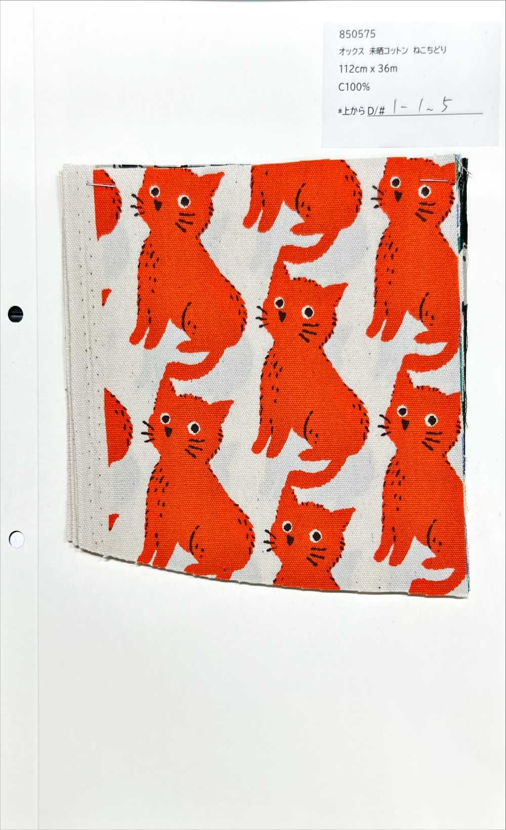 850575 Oxford Cotton Cru Gato E Chidori[Têxtil / Tecido] VANCET