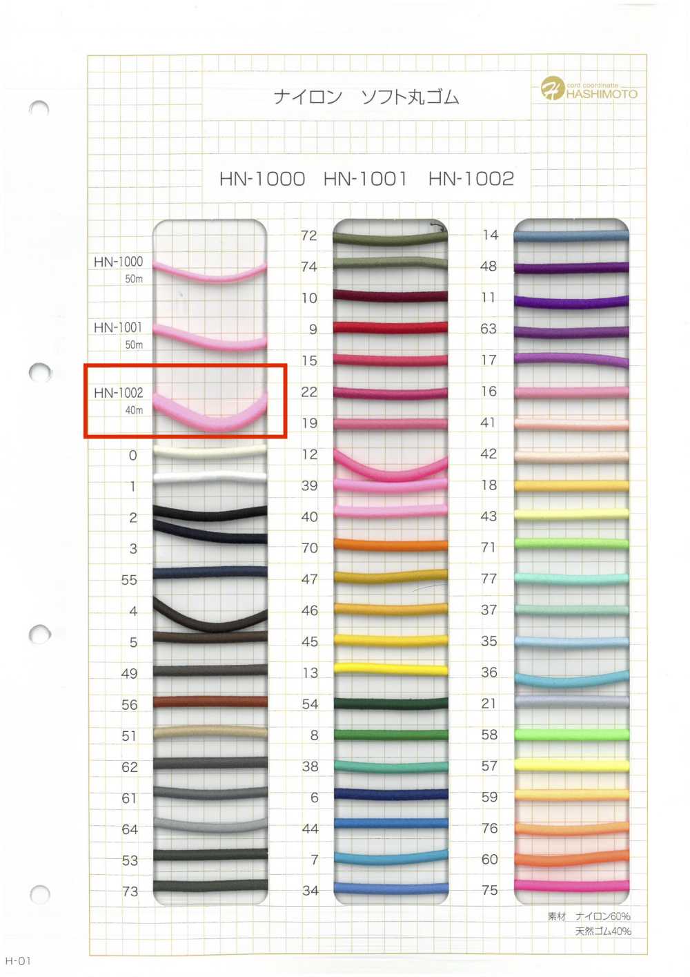 HN-1002 Faixa Elástica Redonda Macia De Nylon Sem Nome