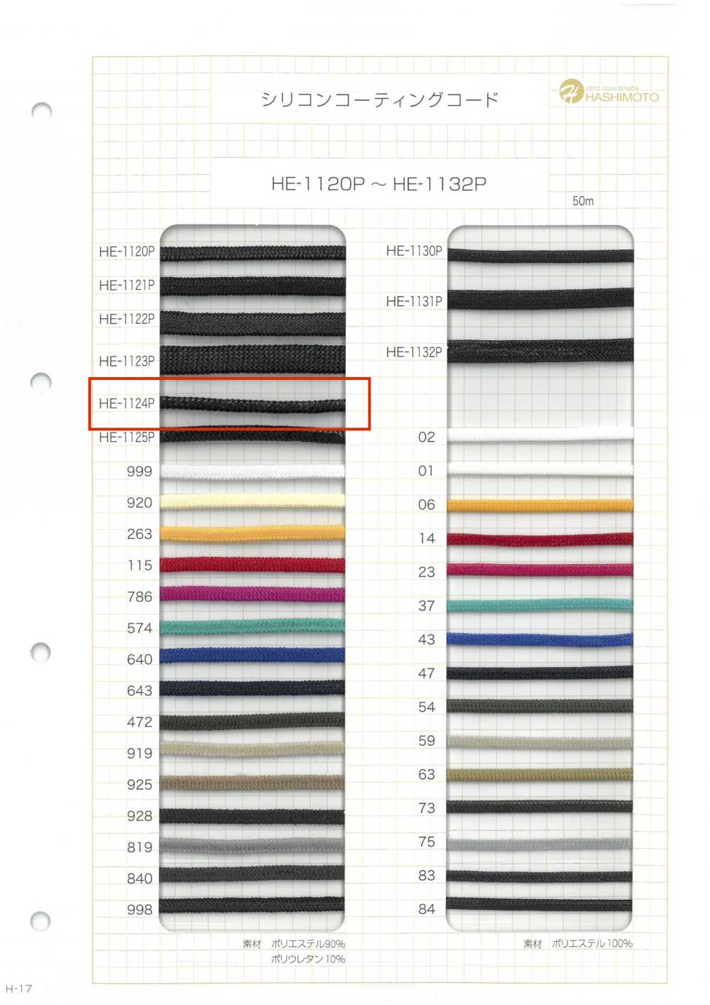 HE-1124P Cabo Revestido De Silicone M[Cabo De Fita] Sem Nome