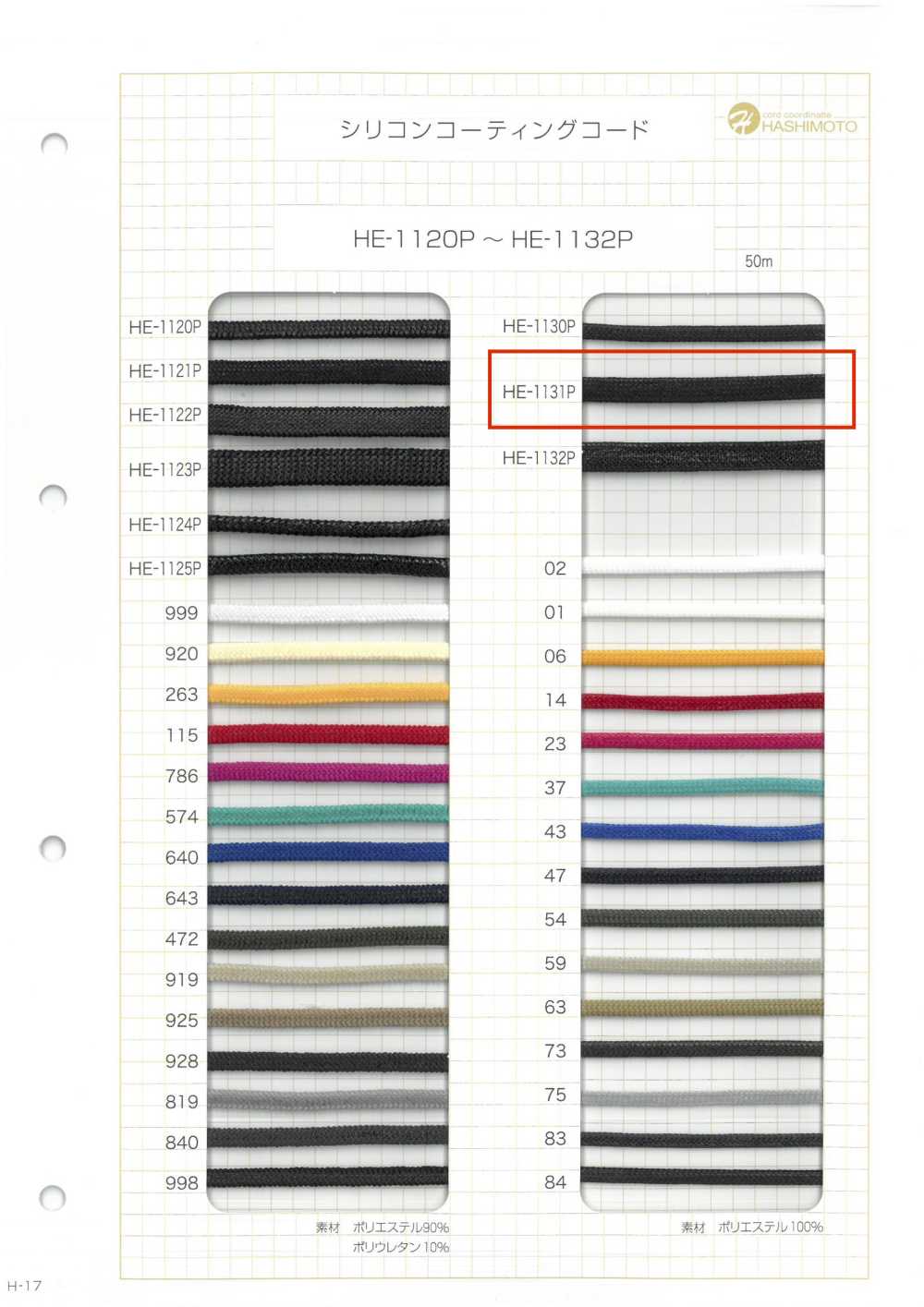 HE-1131P Cabo Revestido De Silicone S[Cabo De Fita] Sem Nome