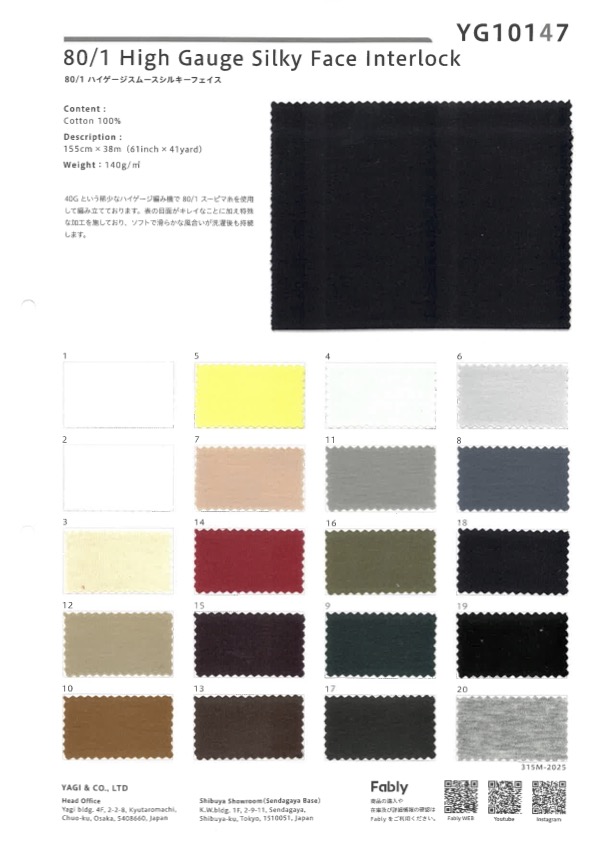 YG10147 80/1 Tricô Interlock Circular Alto Suave E Sedoso[Têxtil / Tecido] YAGI-o